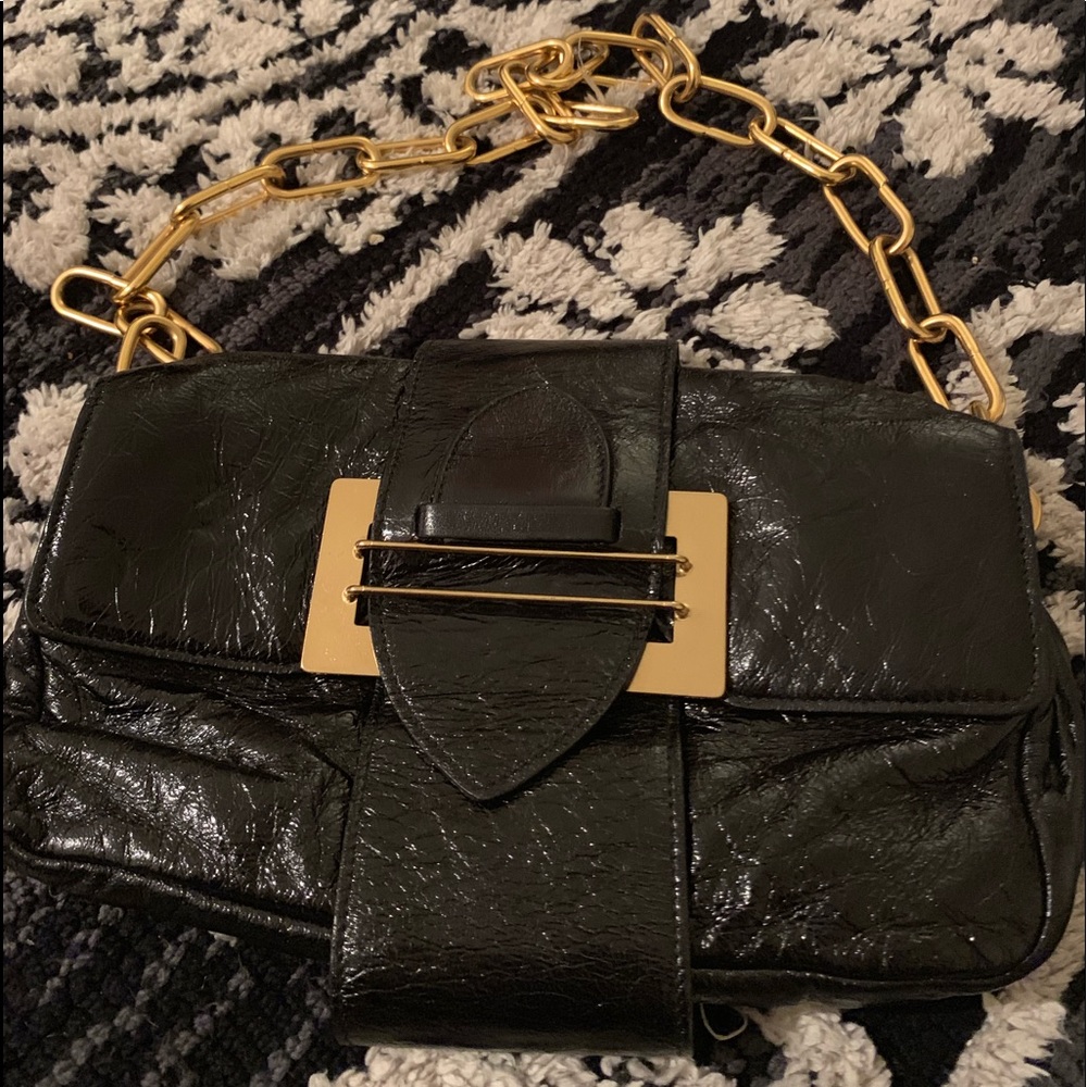 Chloe Black patent leather and gold chain bag